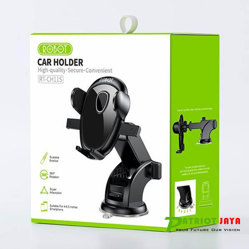 ROBOT RT-CH11S Suction Cup Spring Lock Washable Car Stent Black Holder Mobil