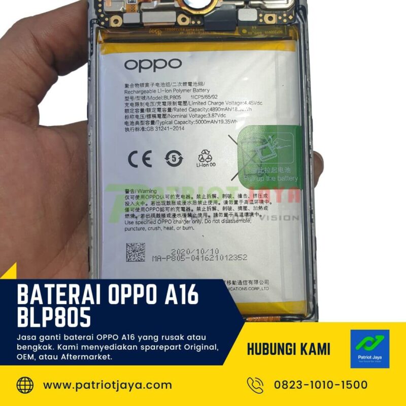 Harga Baterai OPPO A16 BLP805 Original