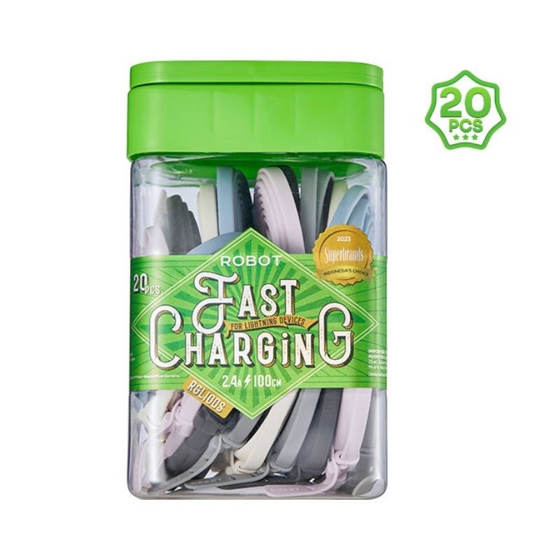 Robot RGL100S Kabel Data Colorful Konektor Lightning Stylish
