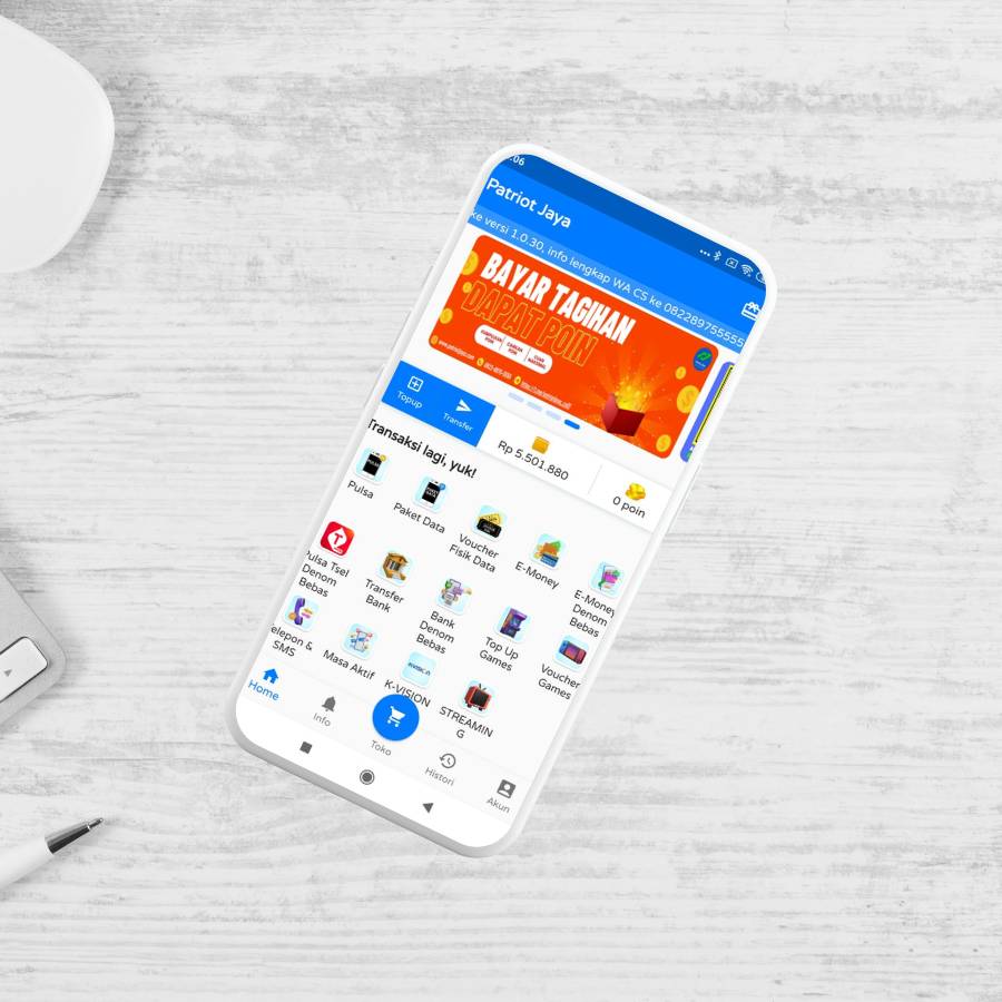 Demo layar Aplikasi Patriot Jaya