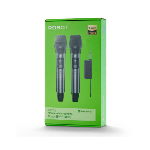 MICROPHONE WIRELESS ROBOT MIC02 - HITAM MICROPHONE WIRELESS ROBOT MIC02 - HITAM
